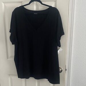 Torrid V-Neck Black Women's Top - Classic Short Sleeve size 2